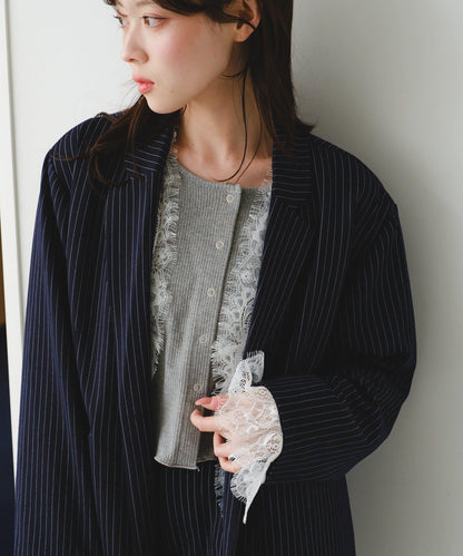 可拆卸蕾絲多方式設計夾克