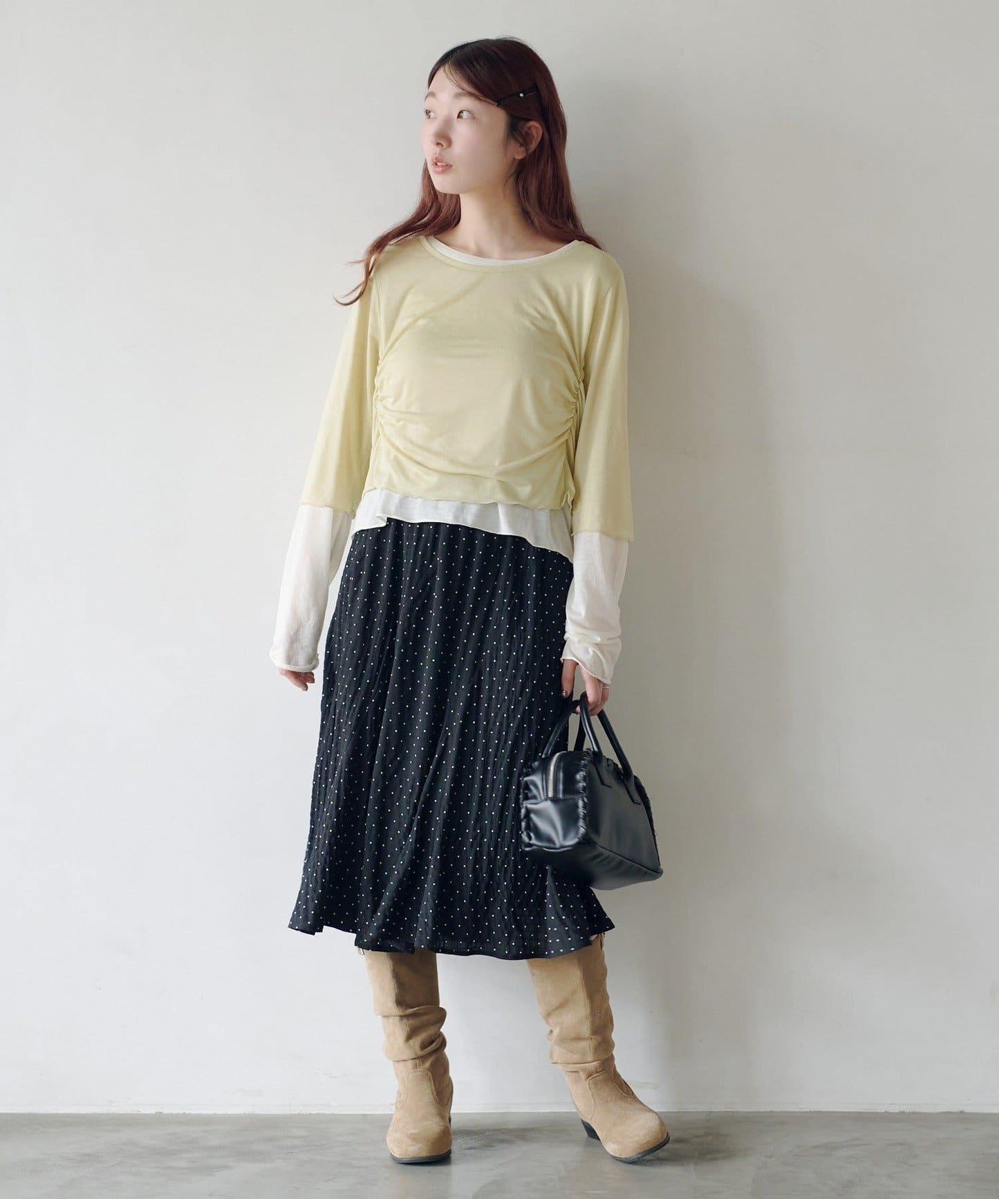 順滑質感層疊設計長袖T恤SET