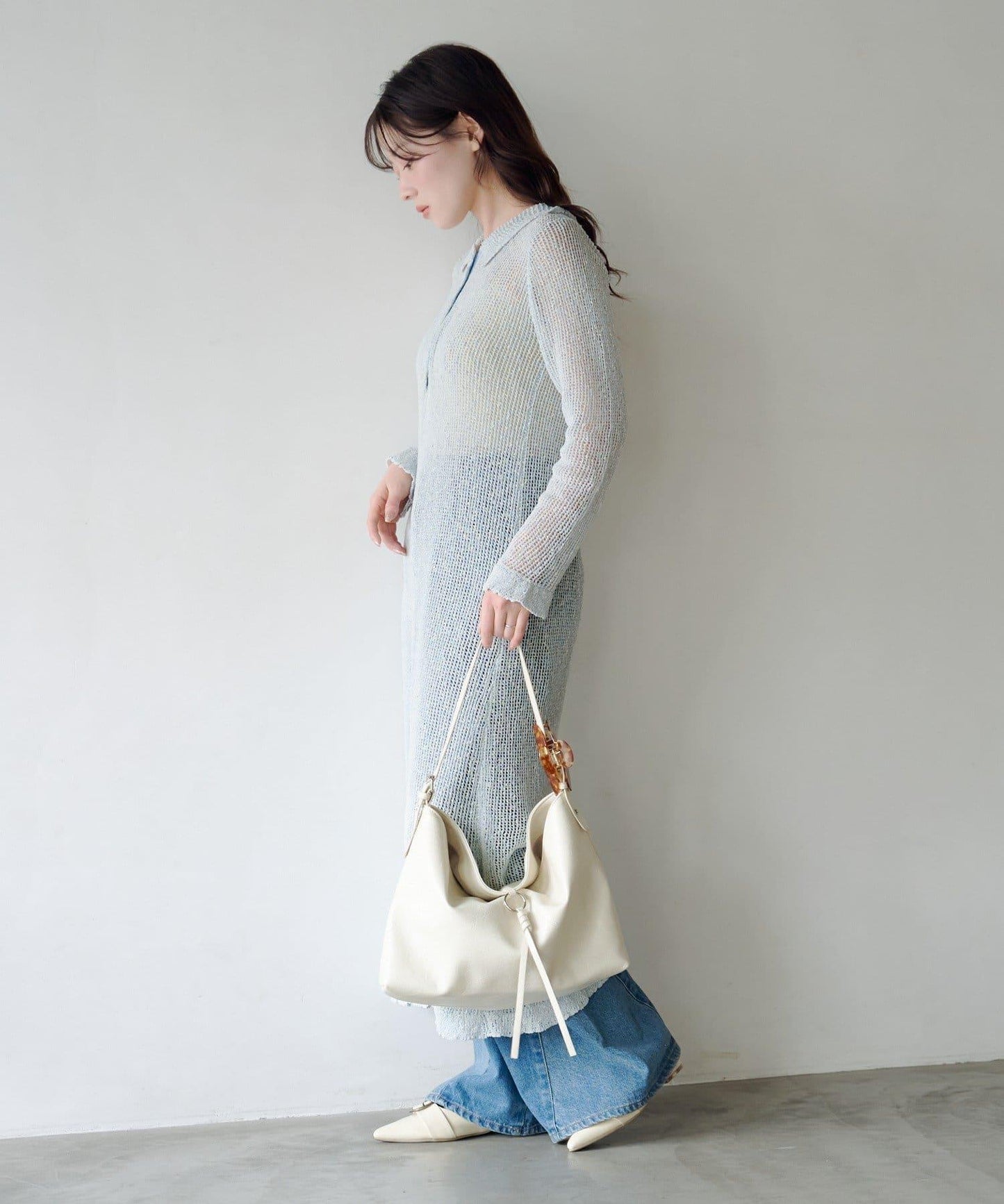 翻領網眼連衣裙