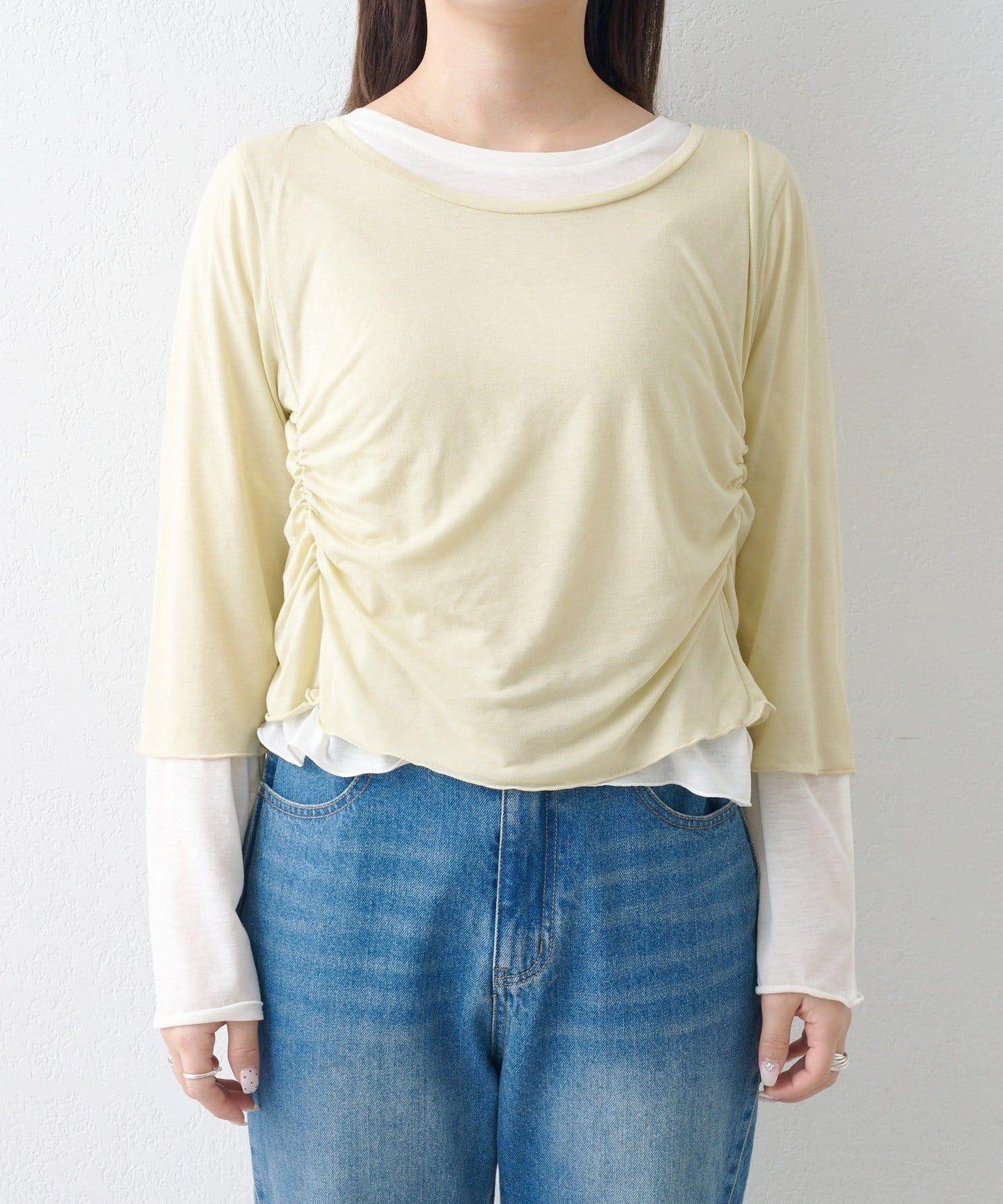 順滑質感層疊設計長袖T恤SET