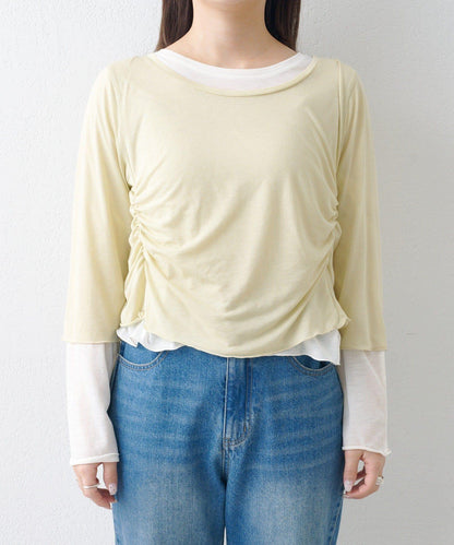 順滑質感層疊設計長袖T恤SET