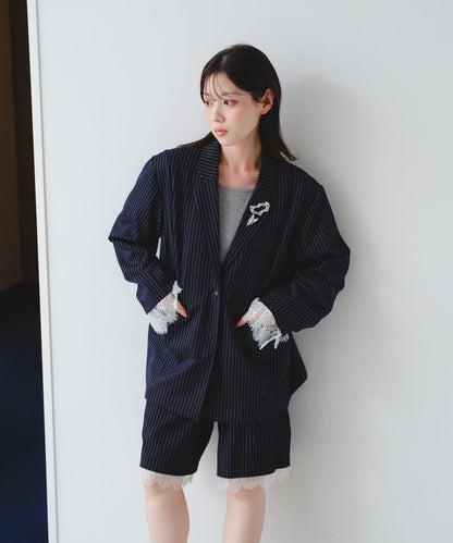 可拆卸蕾絲多方式設計夾克