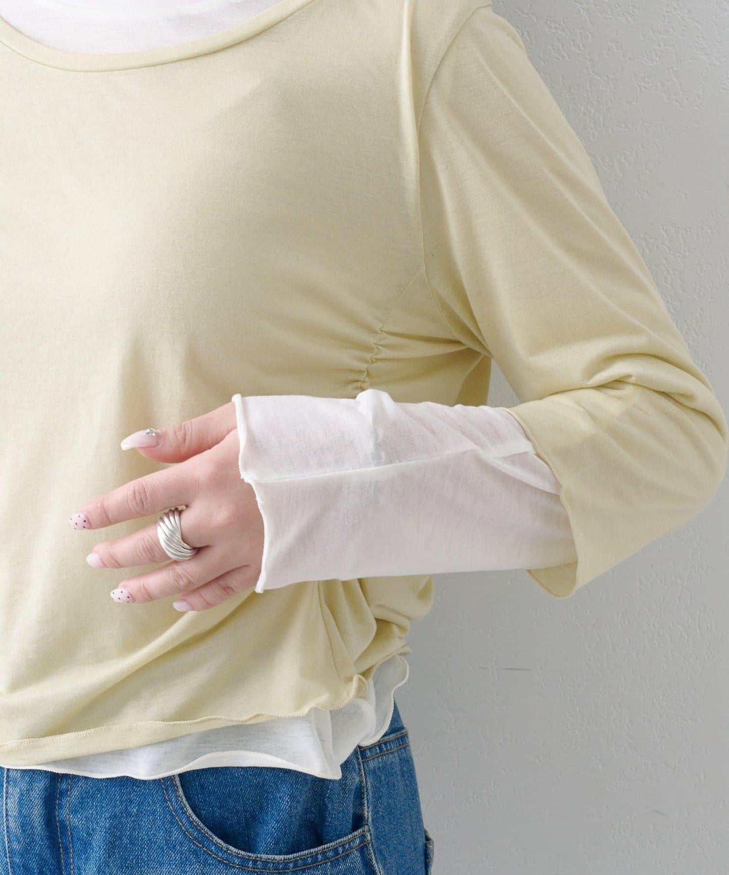 順滑質感層疊設計長袖T恤SET