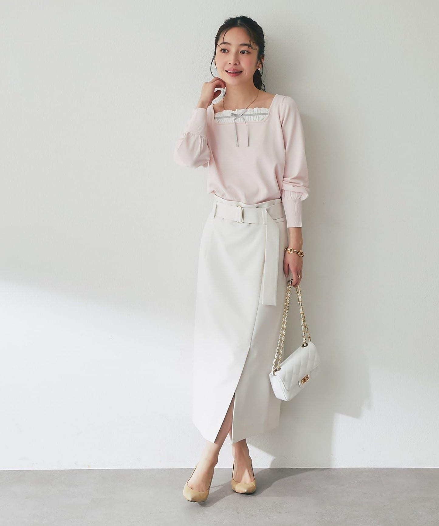 腰帶設計 窄擺半身裙