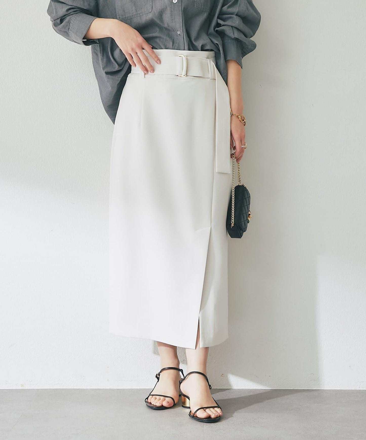腰帶設計 窄擺半身裙