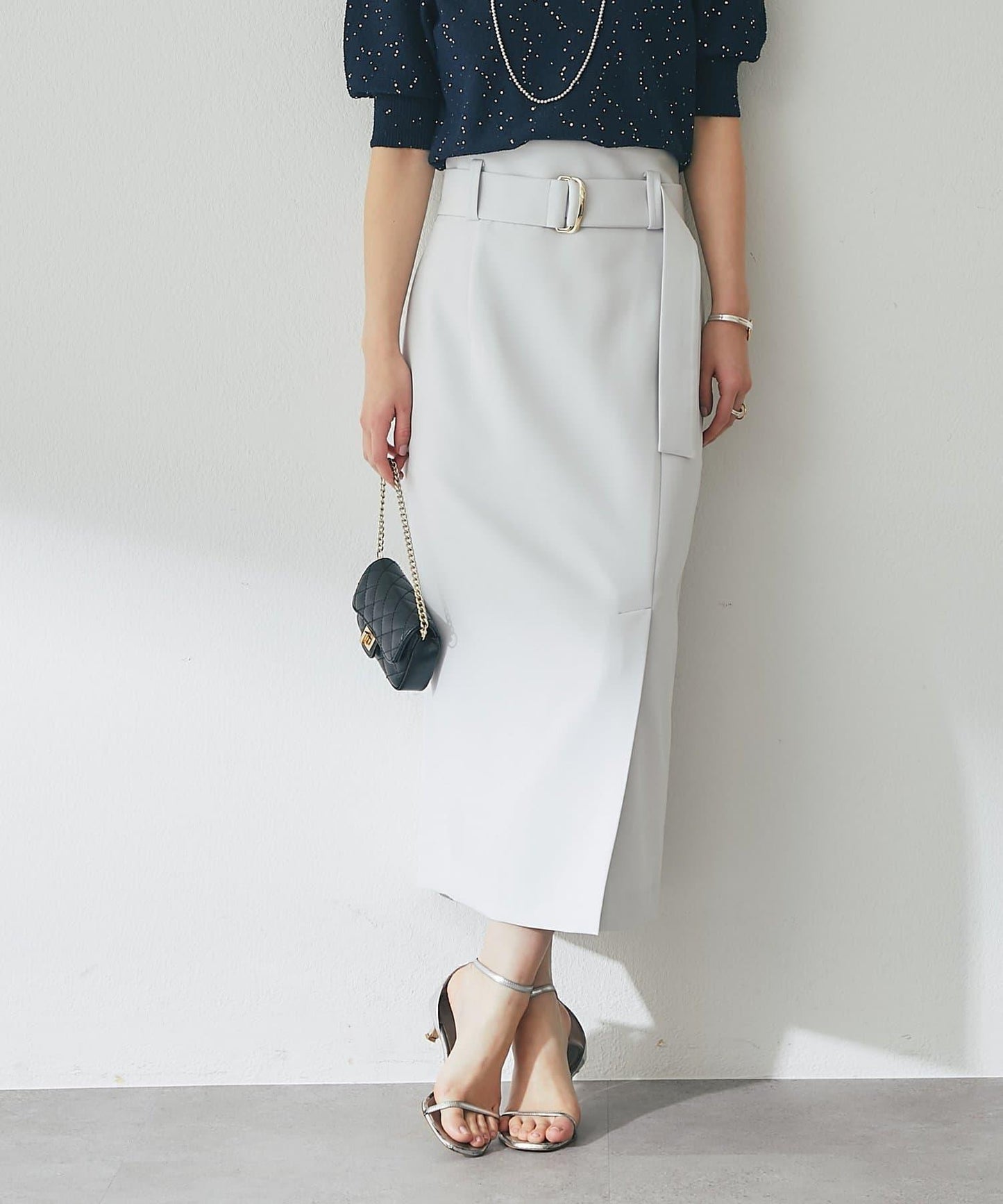 腰帶設計 窄擺半身裙