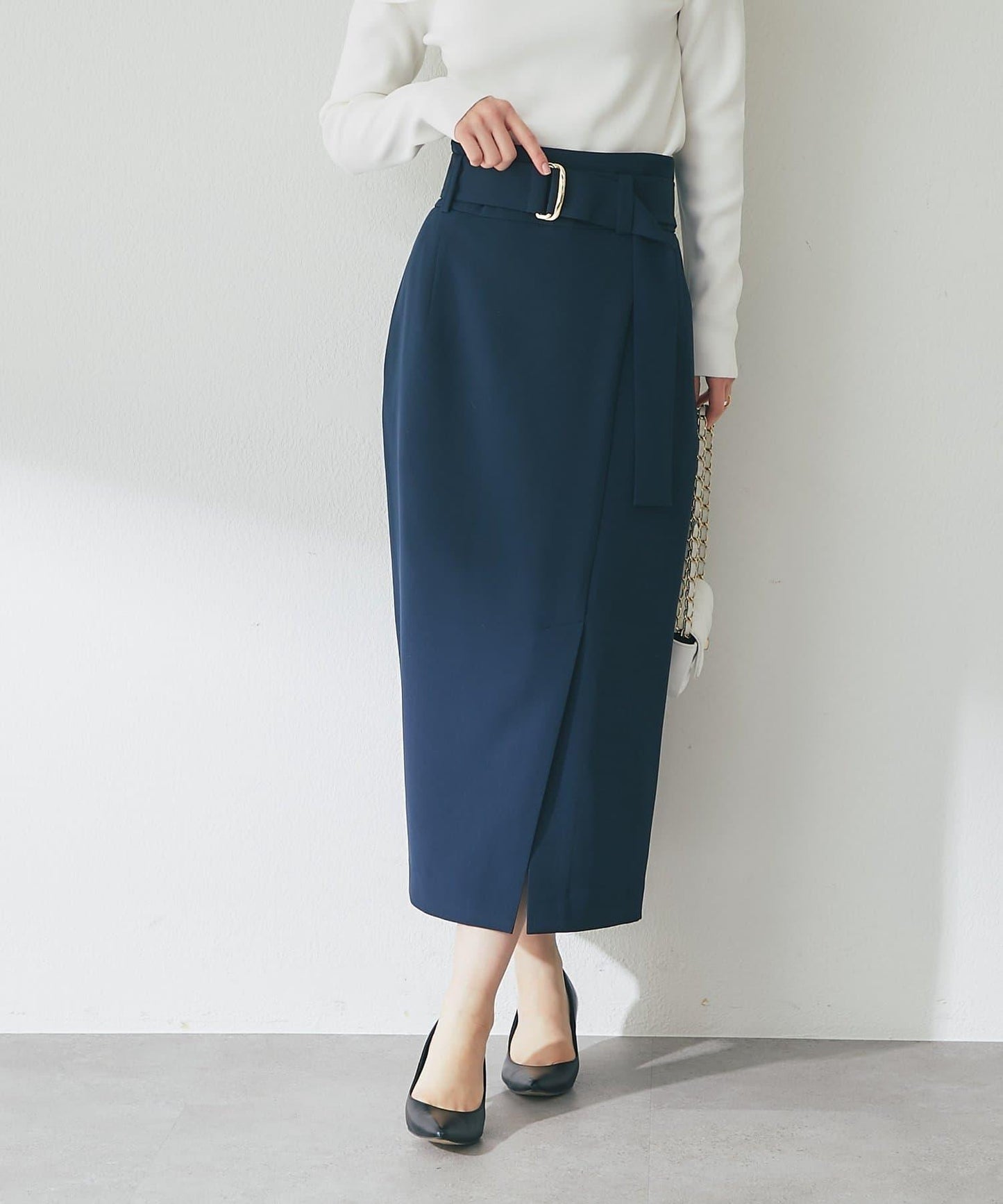 腰帶設計 窄擺半身裙