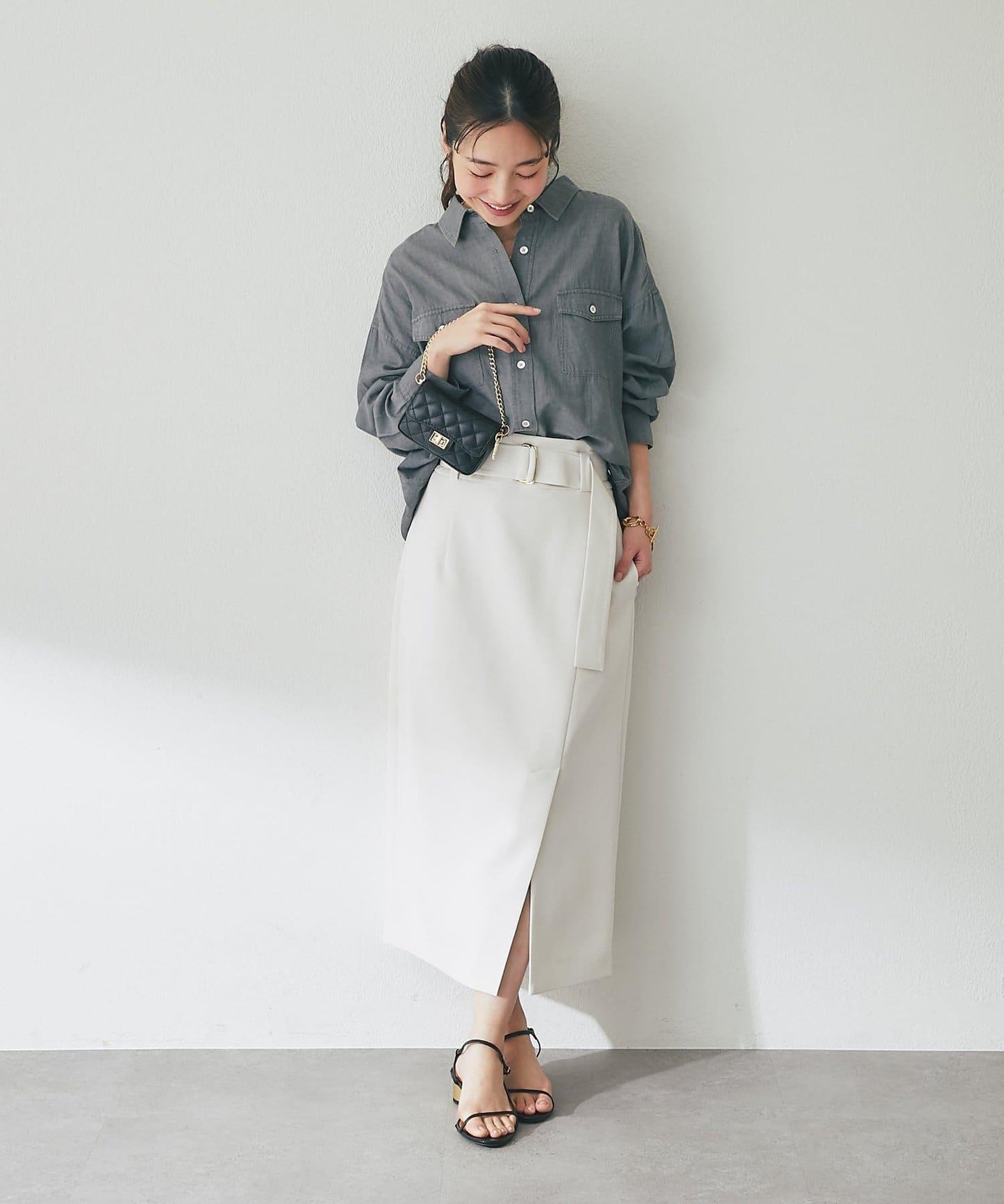 腰帶設計 窄擺半身裙