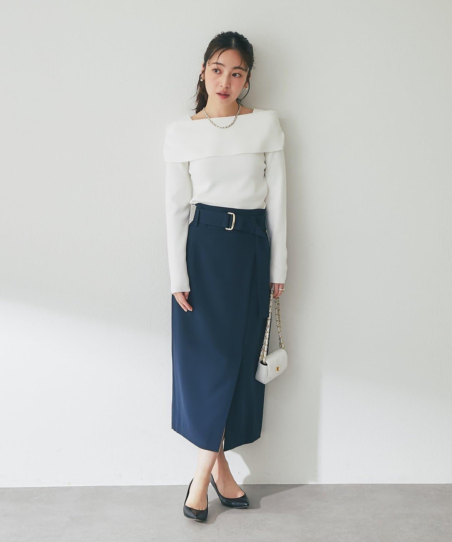 腰帶設計 窄擺半身裙