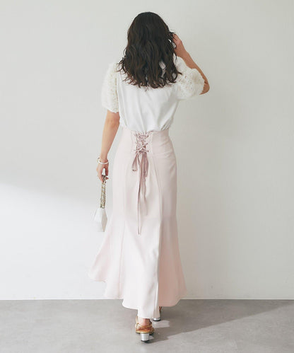 荷葉邊網紗袖 釘珠紐扣 女襯衫