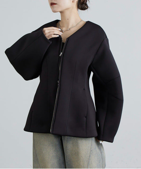 塑形雙拉鍊空氣層夾克