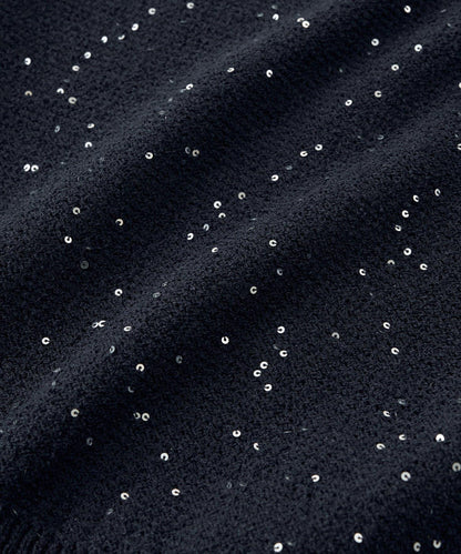 亮片泡泡袖圈圈紗針織上衣