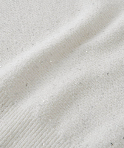 亮片泡泡袖圈圈紗針織上衣