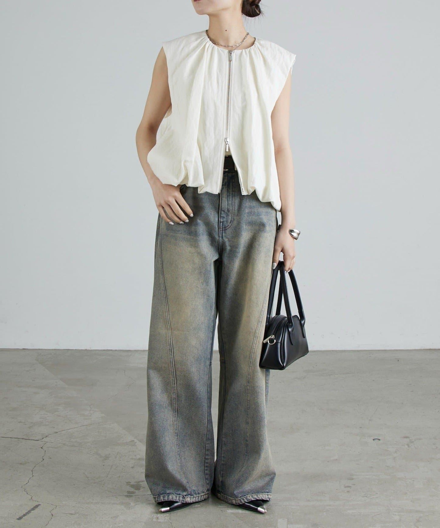 雙拉鍊 氣球廓形 馬甲