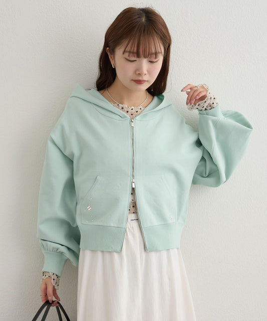 水鑽裝飾 連帽 針織 上衣