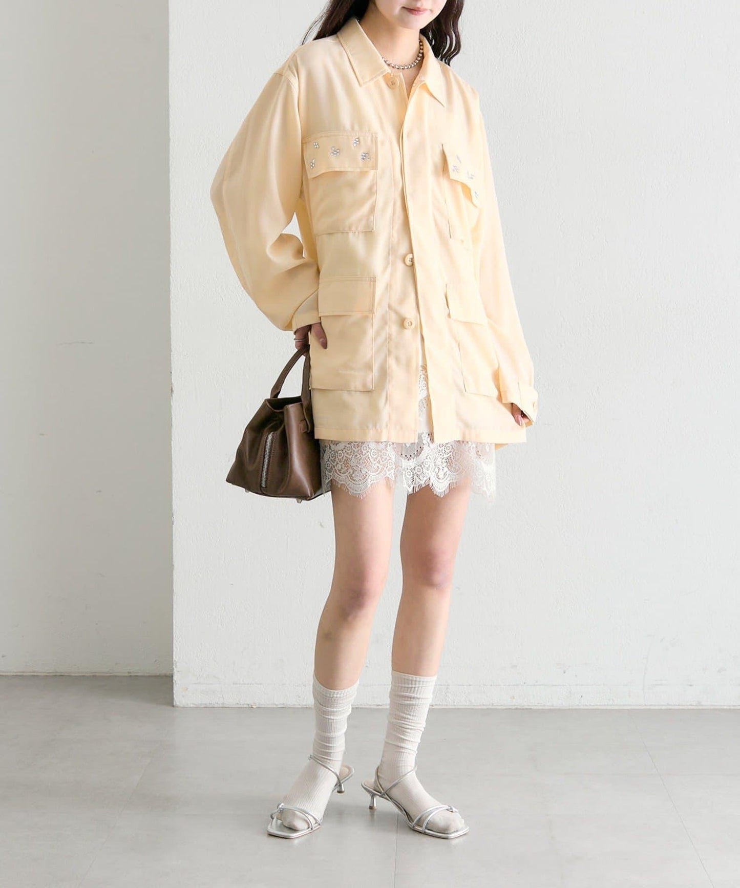 口袋珠飾工裝連體服