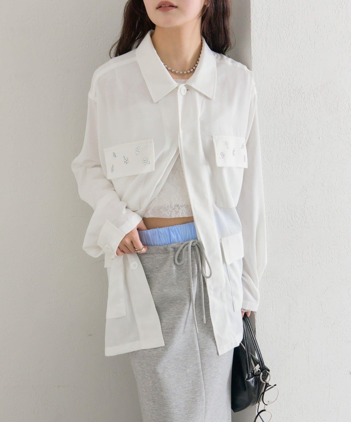 口袋珠飾工裝連體服