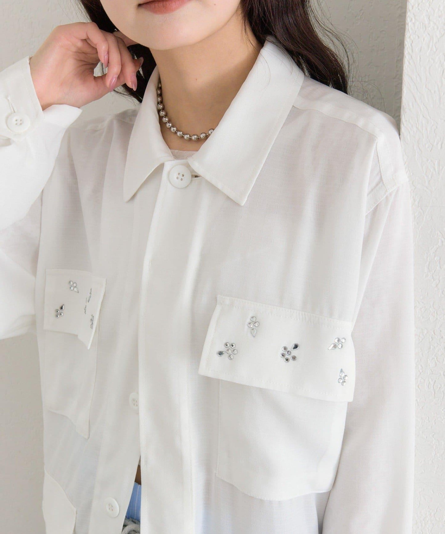 口袋珠飾工裝連體服