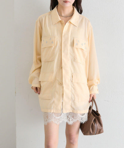 口袋珠飾工裝連體服