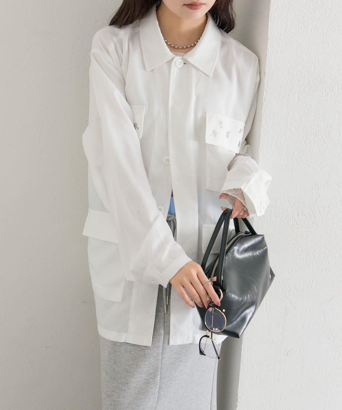 口袋珠飾工裝連體服