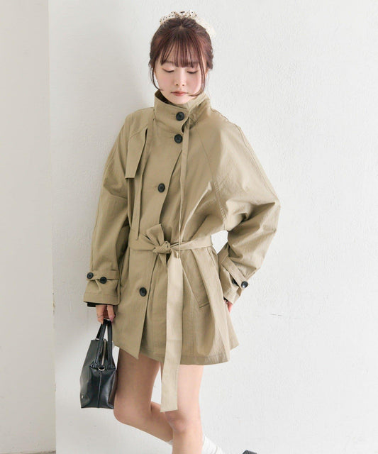 立領中長款風衣