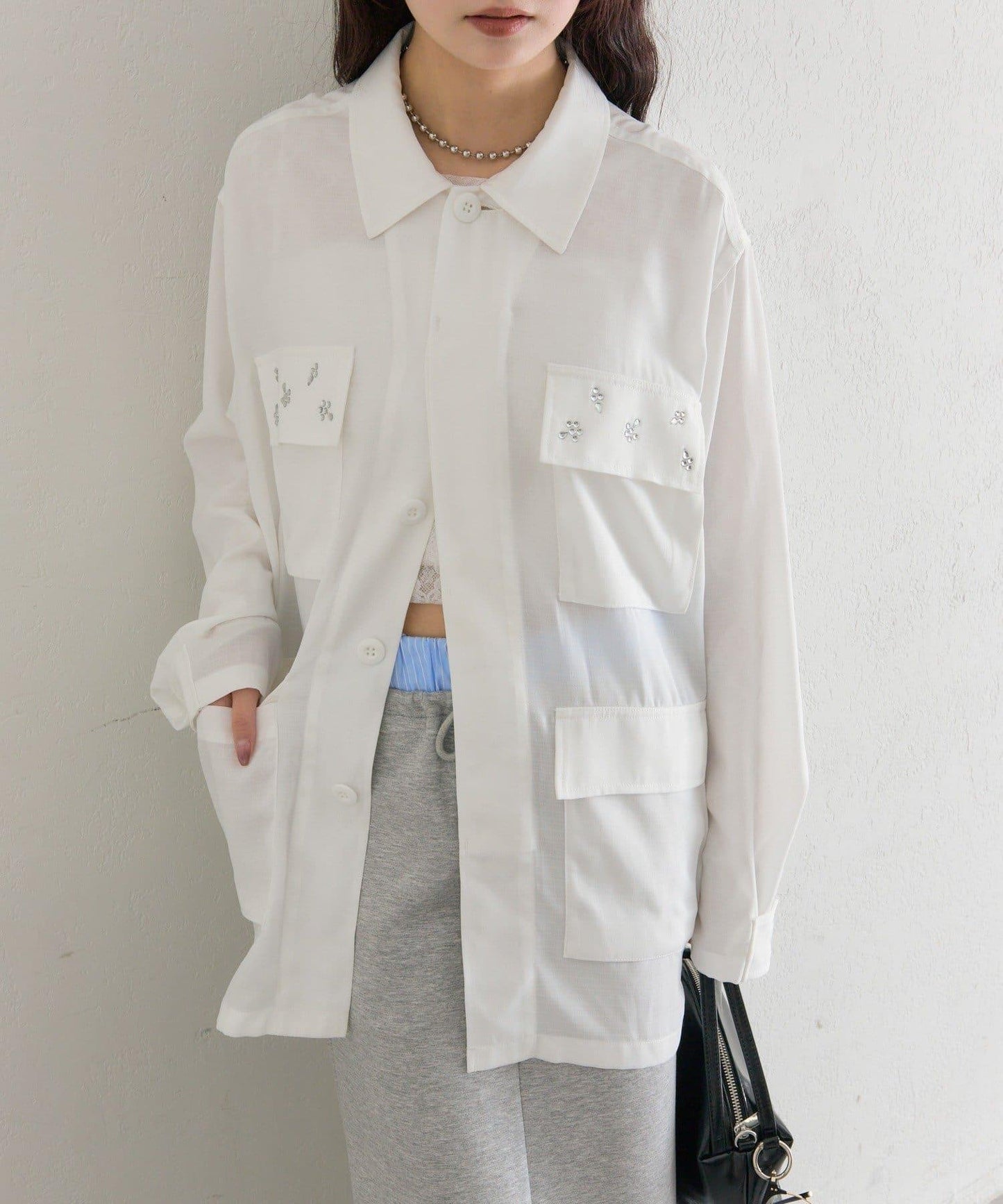 口袋珠飾工裝連體服