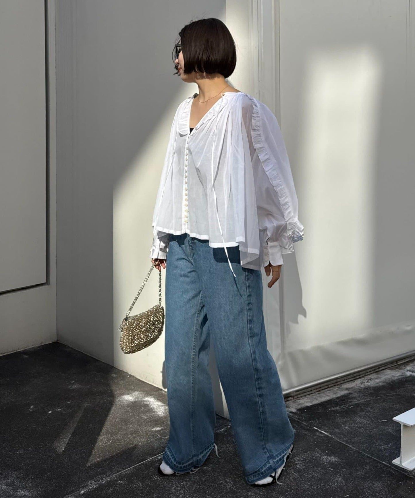 willow 透紗蓬鬆荷葉邊襯衫