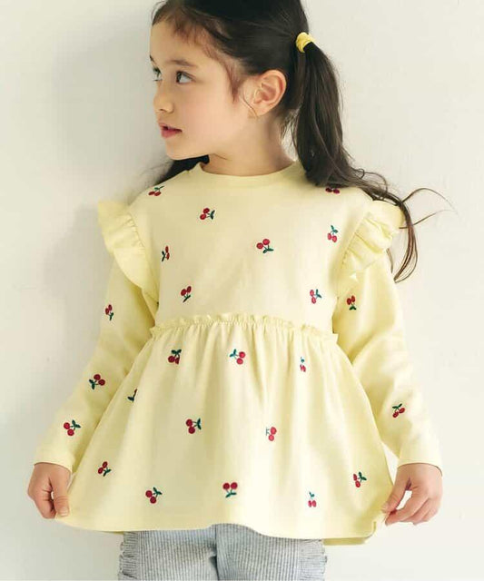 全幅刺繡荷葉邊傘擺 上衣