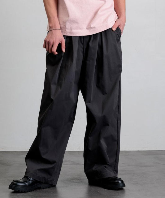 寬鬆版型 聚酯斜紋褶飾 休閒褲