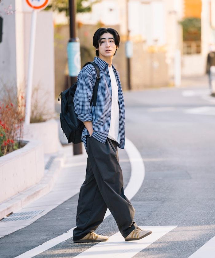 寬鬆廓形 雙褶 聚酯斜紋 長褲