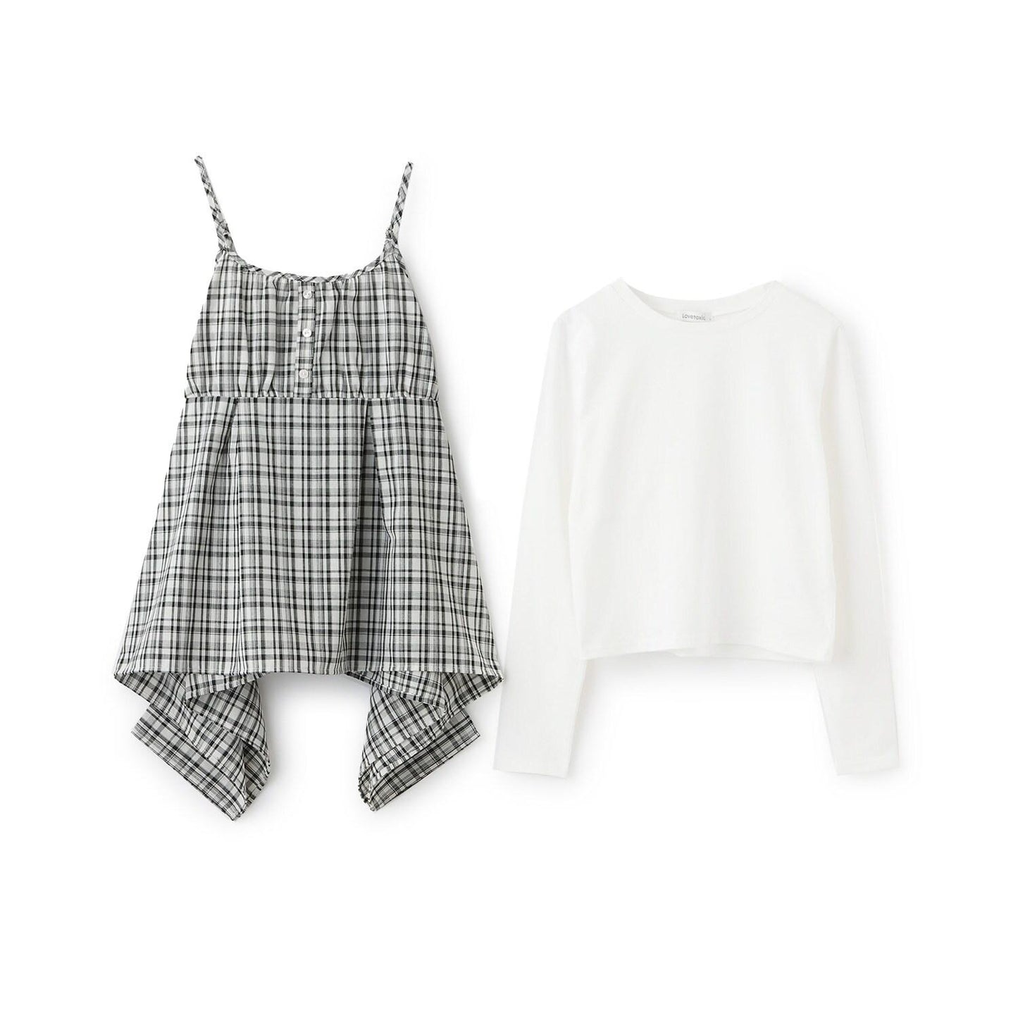 不規則下襬長款上衣套裝