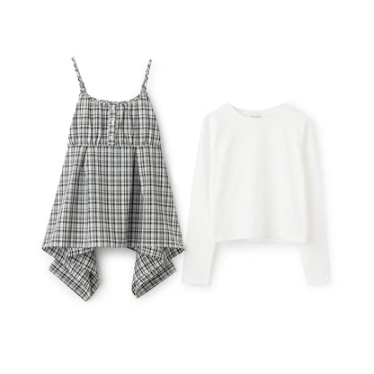 不規則下襬長款上衣套裝