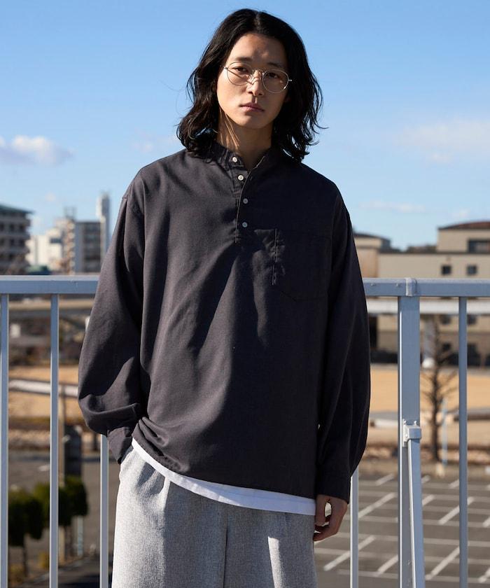 Relax Fit 亞麻混紡 立領 套頭襯衫