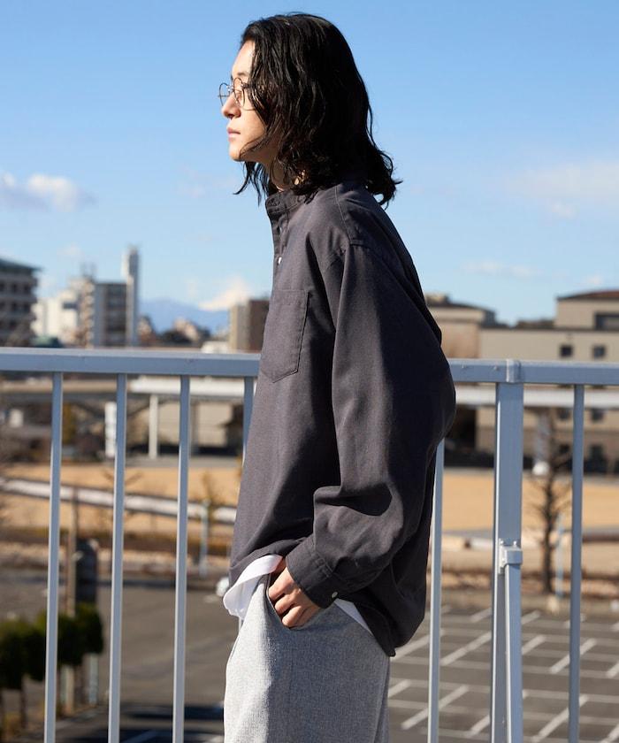 Relax Fit 亞麻混紡 立領 套頭襯衫