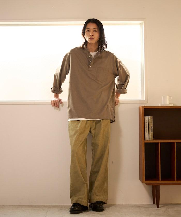 Relax Fit 亞麻混紡 立領 套頭襯衫