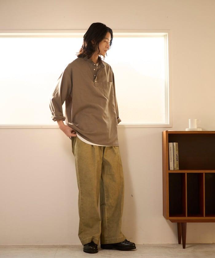 Relax Fit 亞麻混紡 立領 套頭襯衫