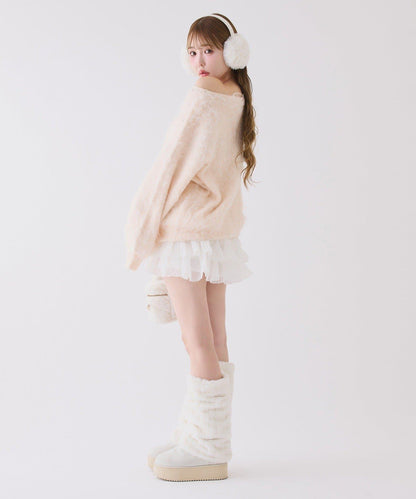 珠飾毛絨針織上衣