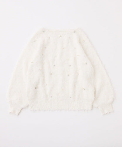 珠飾毛絨針織上衣