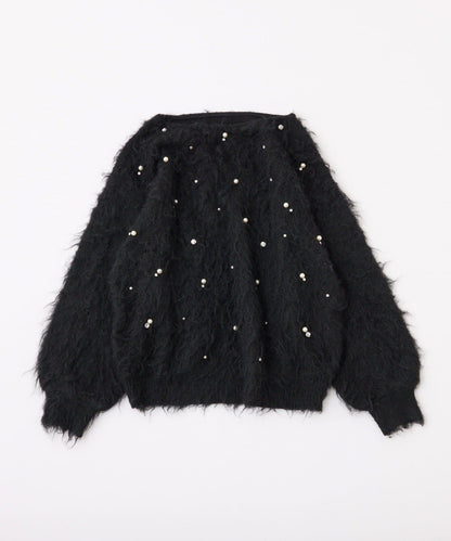 珠飾毛絨針織上衣