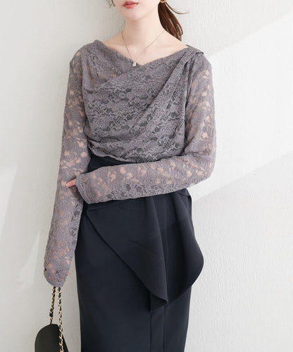 垂墜蕾絲設計套頭上衣