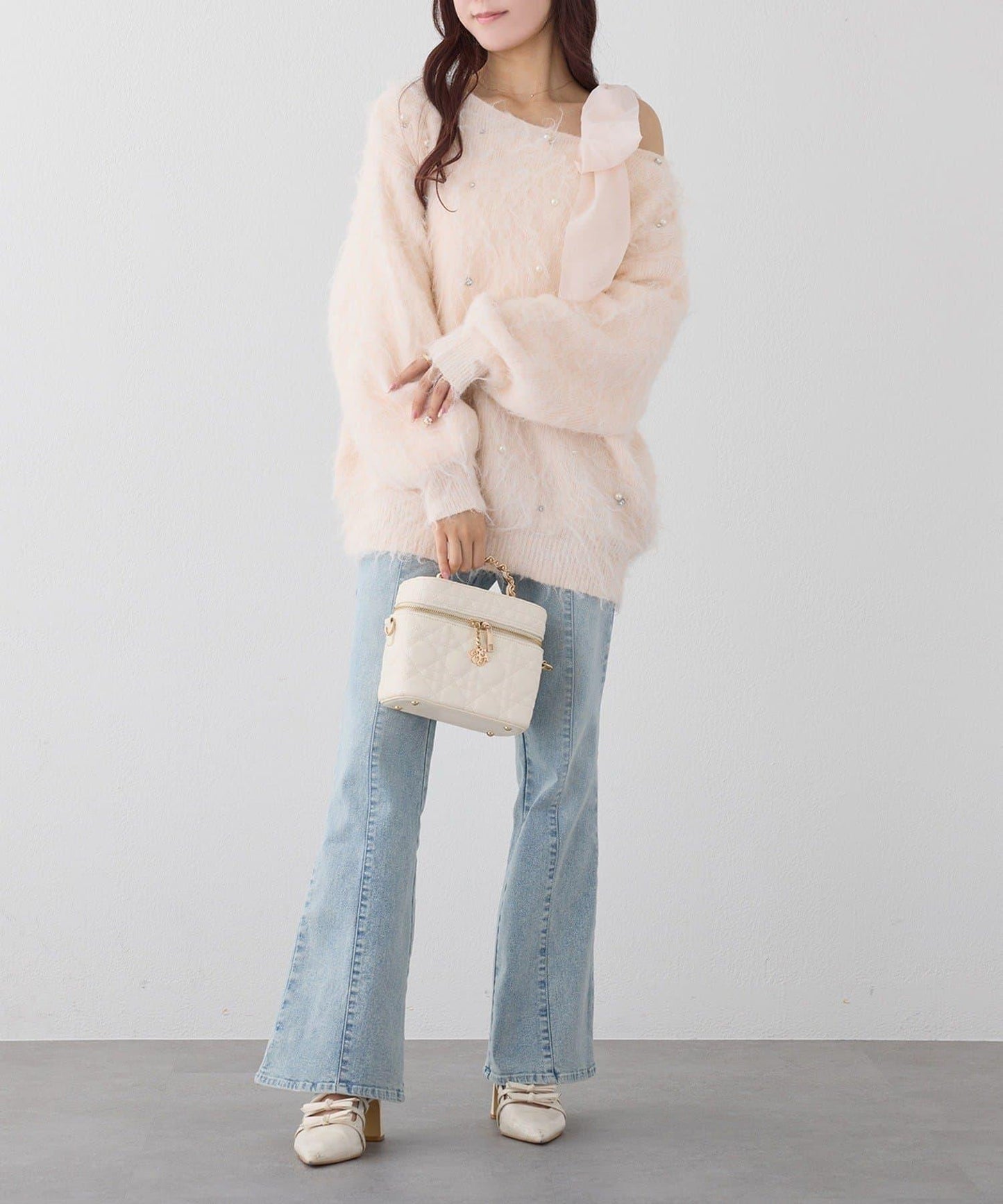 珠飾毛絨針織上衣