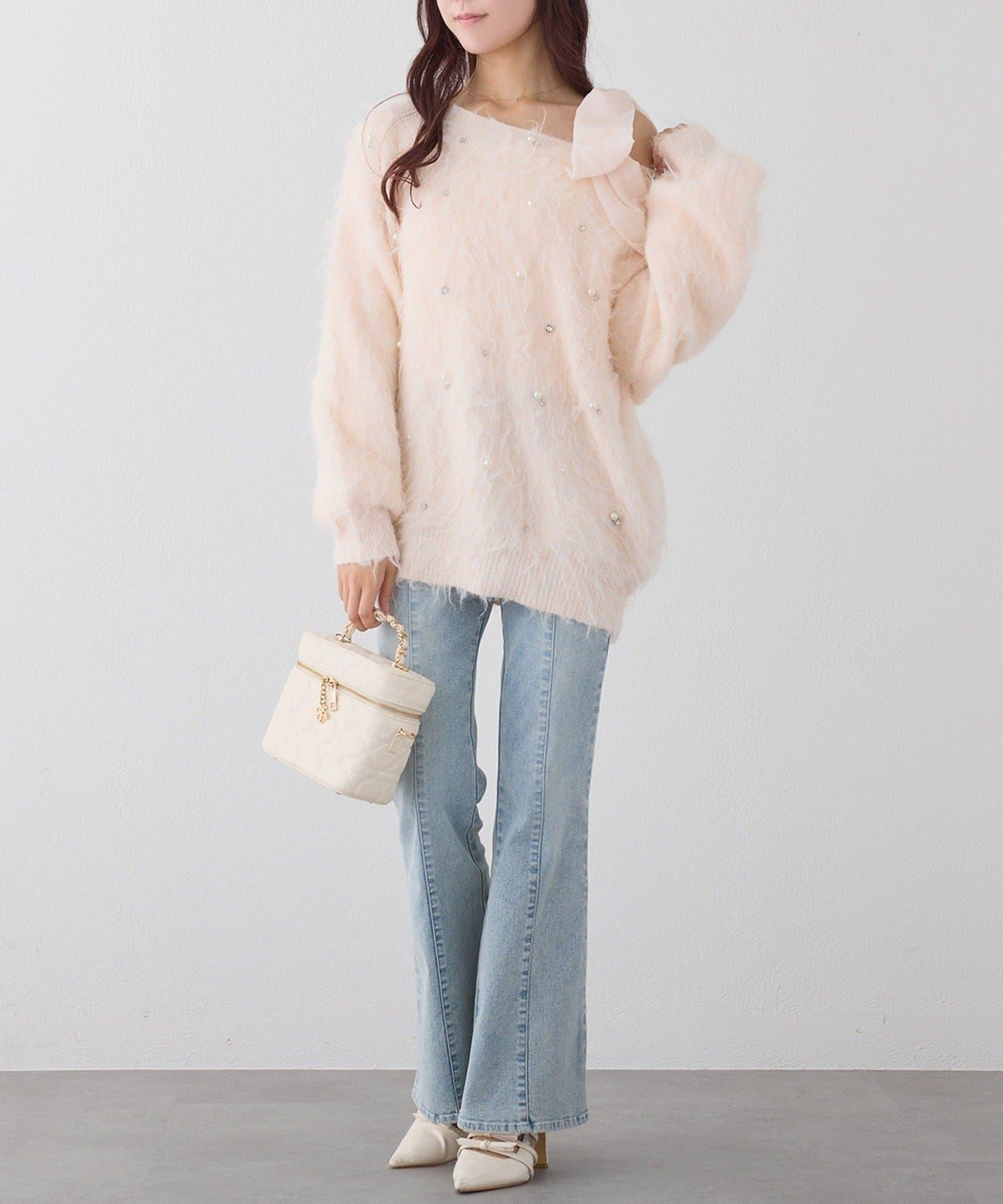 珠飾毛絨針織上衣