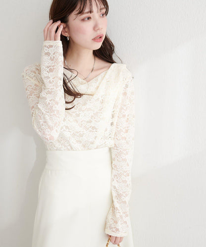 垂墜蕾絲設計套頭上衣