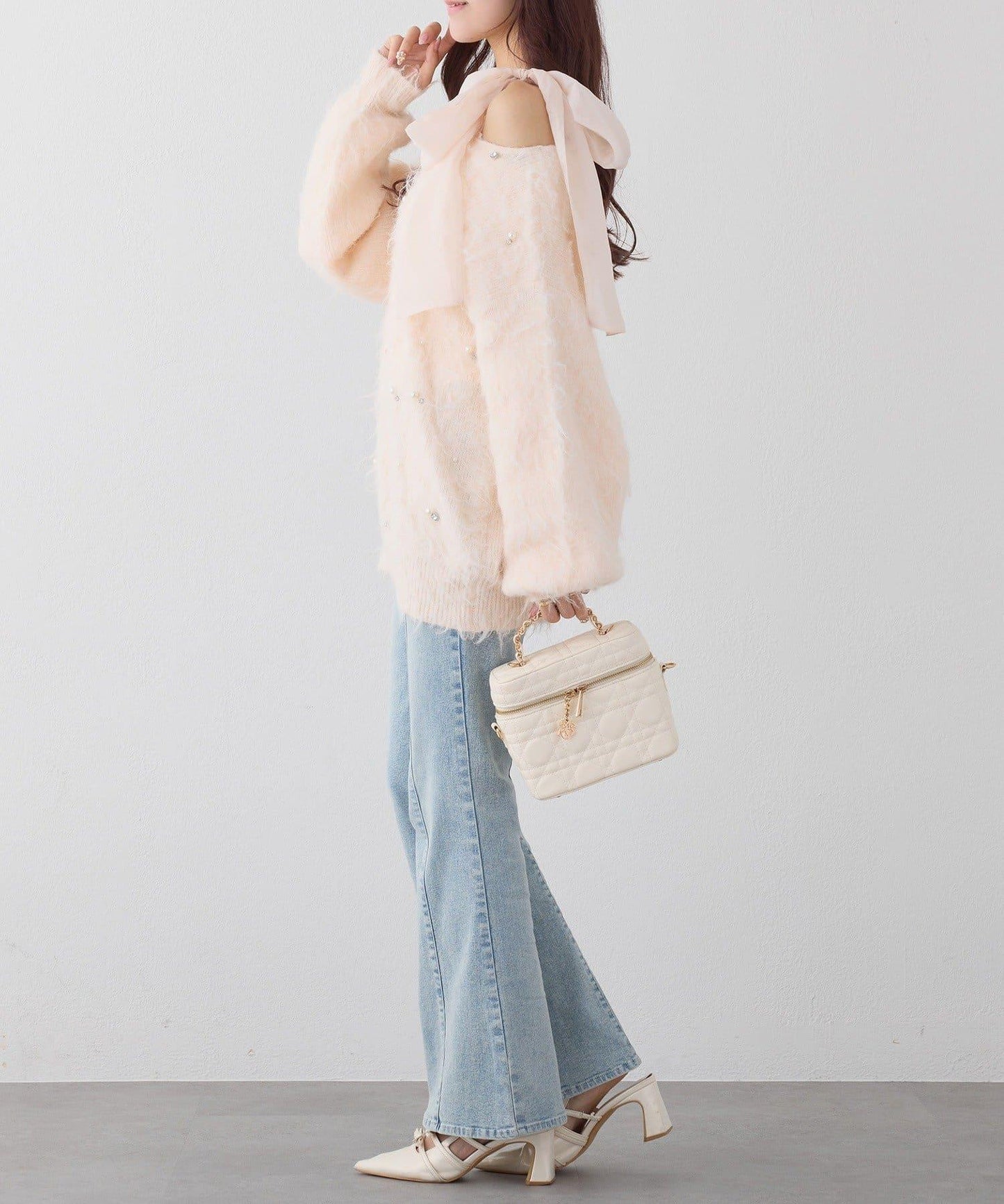 珠飾毛絨針織上衣