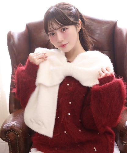 珠飾毛絨針織上衣