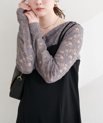 垂墜蕾絲設計套頭上衣