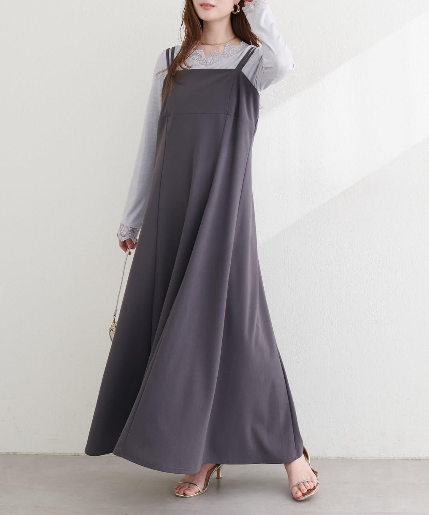 針織喬其吊帶連衣裙