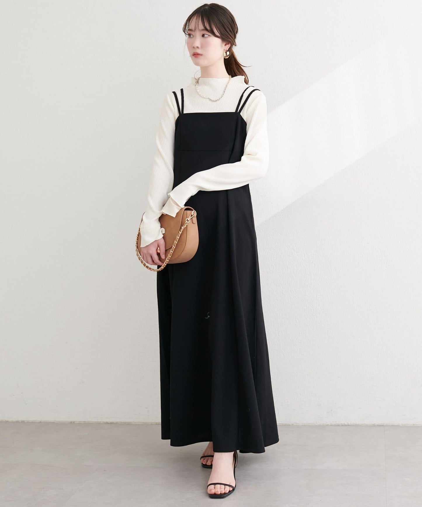 針織喬其吊帶連衣裙