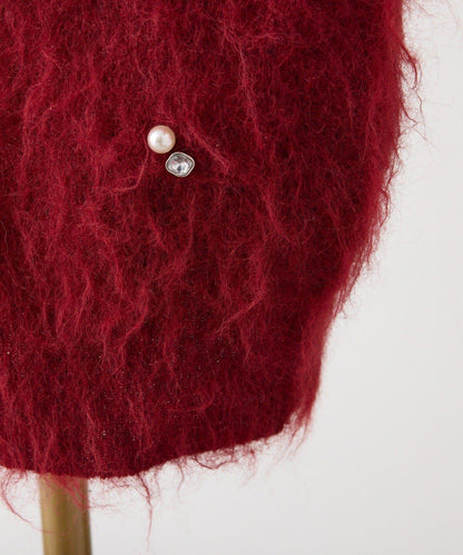 珠飾毛絨針織上衣