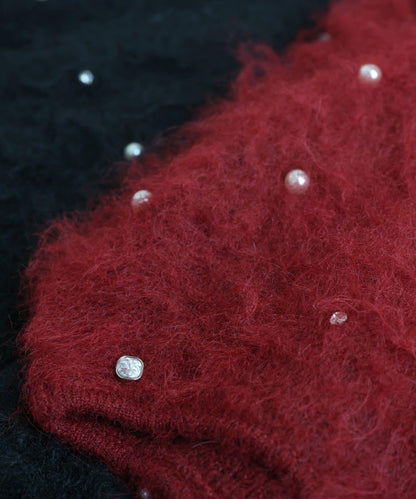 珠飾毛絨針織上衣